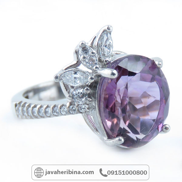 انگشتر آمتیست نقره زنانه خوش رنگ _کد:34607