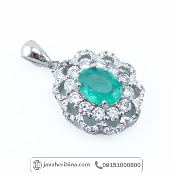 گردنبند نقره زنانه طرح زمرد