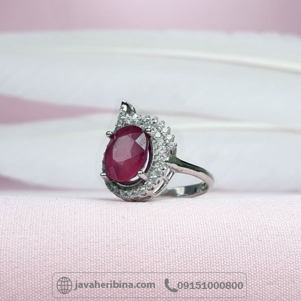 انگشتر یاقوت سرخ نقره زنانه درخشان _کد:34643