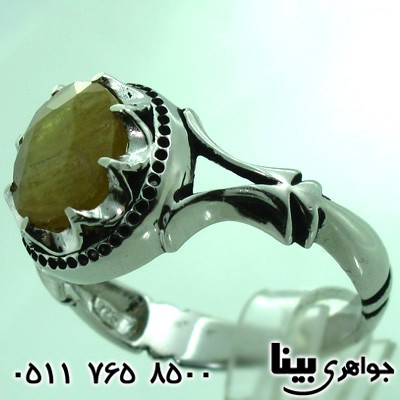 انگشتر یاقوت زرد هشت چنگ مردانه