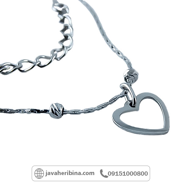 دستبند نقره زنانه ظریف با آویز قلب _کد:34697