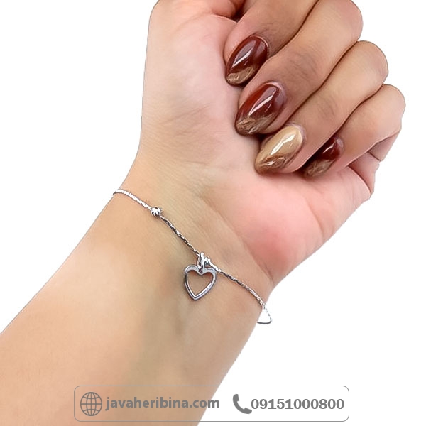 دستبند نقره زنانه ظریف با آویز قلب _کد:34697