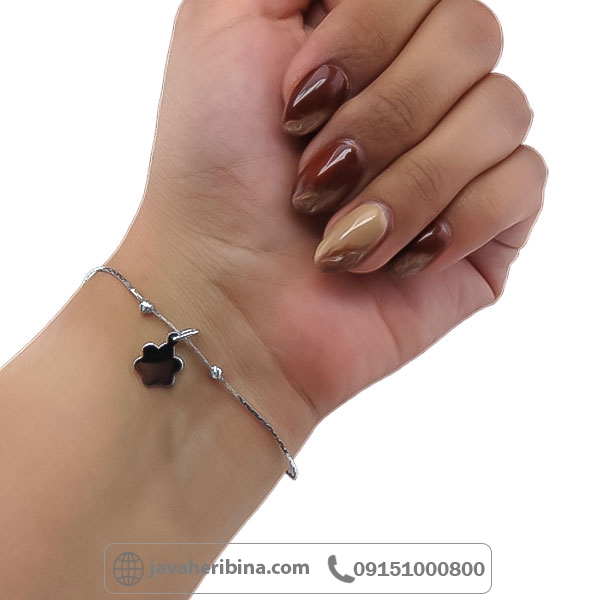 دستبند نقره زنانه ظریف با آویز گل _کد:34698