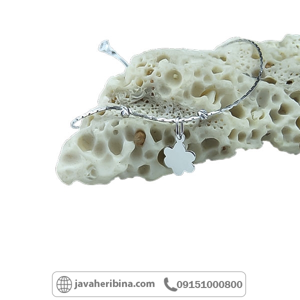 دستبند نقره زنانه ظریف با آویز گل _کد:34698