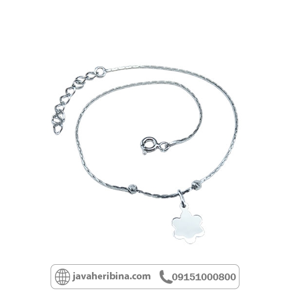 دستبند نقره زنانه ظریف با آویز گل _کد:34698