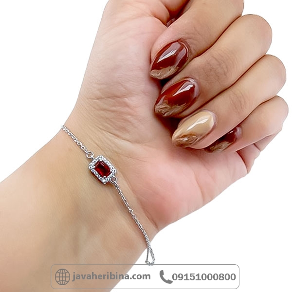 دستبند نقره زنانه طرح یاقوت _کد:34699