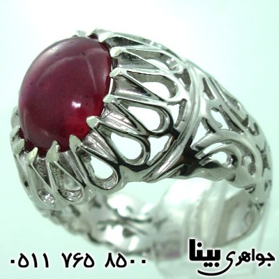 انگشتر یاقوت سرخ درشت طرح اشکی