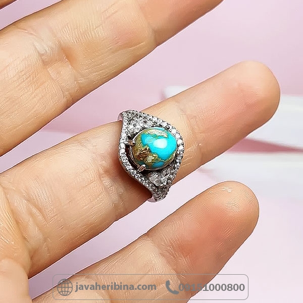 انگشتر فیروزه نیشابوری زنانه خوش رنگ _کد:34721