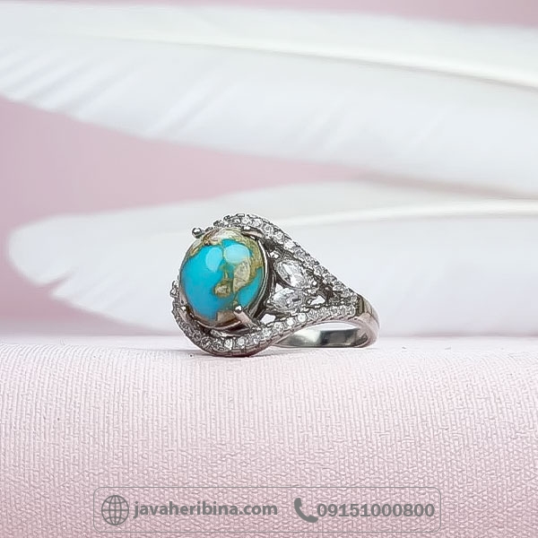 انگشتر فیروزه نیشابوری زنانه خوش رنگ _کد:34721