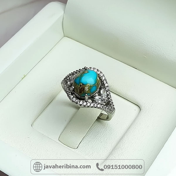 انگشتر فیروزه نیشابوری زنانه خوش رنگ _کد:34721