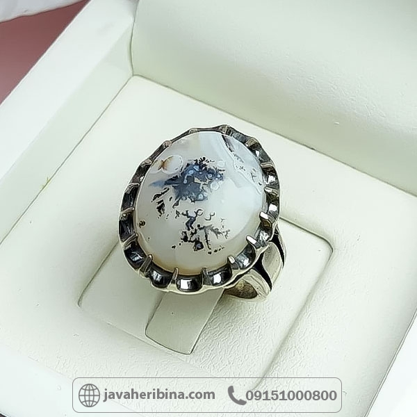انگشتر عقیق شجری مقره مردانه _کد:34725