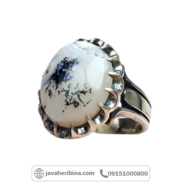 انگشتر عقیق شجری مقره مردانه _کد:34725