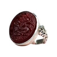 انگشتر عقیق قرمز با حکاکی یا مظلوم علی _کد:34727