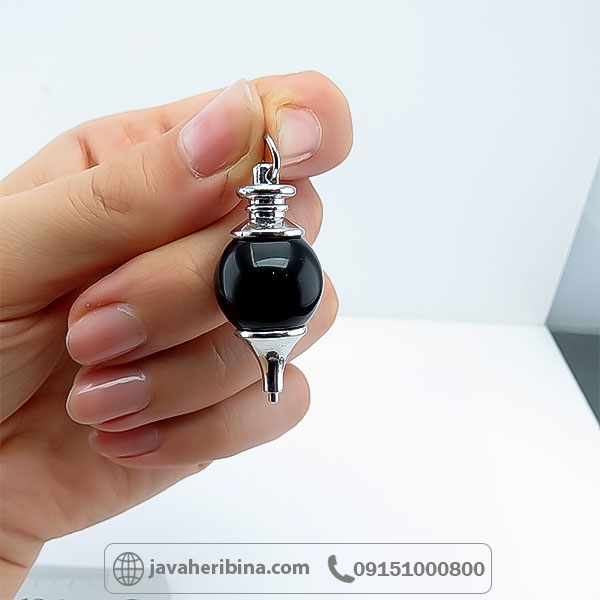 گردنبند عقیق سیاه (اونیکس) طرح پاندولی _کد:34733