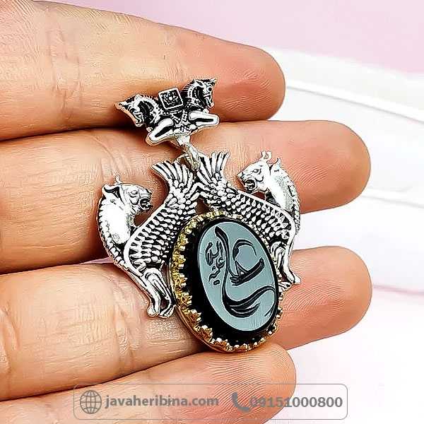 گردنبند عقیق سیاه (اونیکس) با حکاکی علی علیه السلام _کد:34744