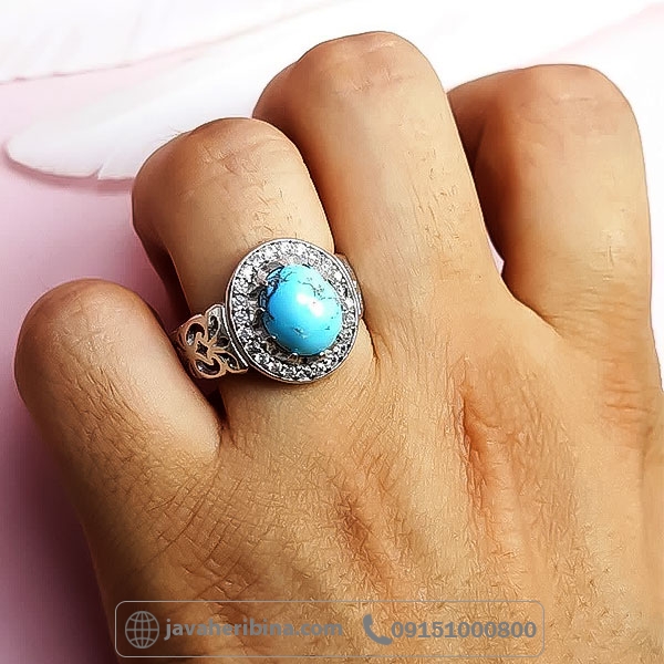 انگشتر فیروزه نیشابوری مردانه خوش رنگ _کد:34745