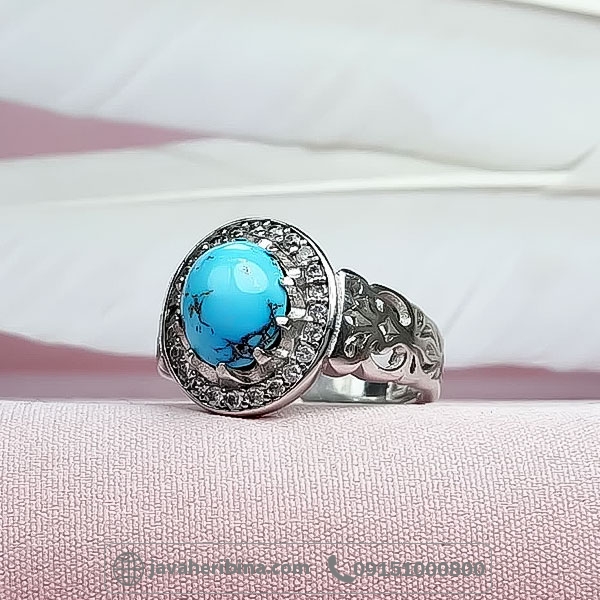 انگشتر فیروزه نیشابوری مردانه خوش رنگ _کد:34745