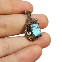 گردنبند فیروزه نیشابور با مخراج نگین های مارکازیت _کد:34747