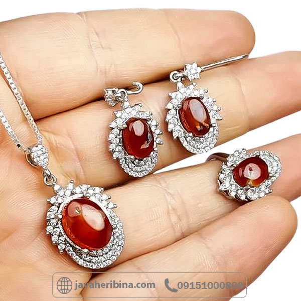 سرویس عقیق یمنی سرخ جواهری _کد:34748