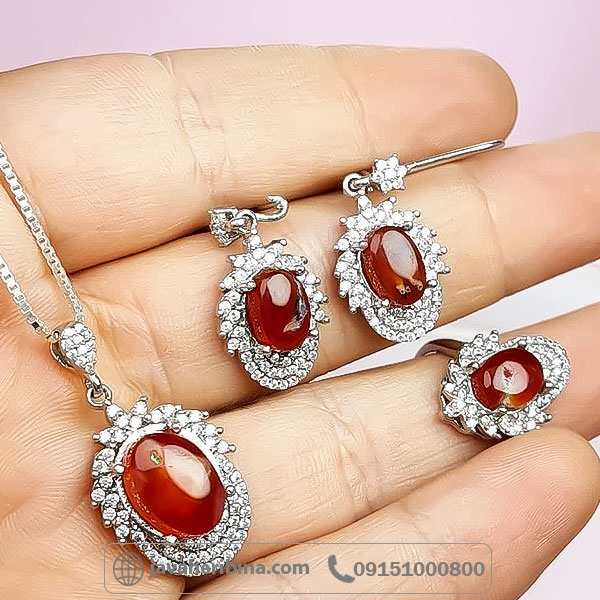 سرویس عقیق یمنی سرخ جواهری _کد:34748