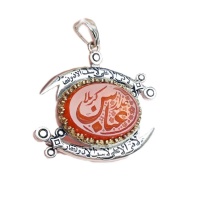 گردنبند عقیق قرمز با حکاکی عباس علمدار با طراحی شمشیر ذوالفقار _کد:34852