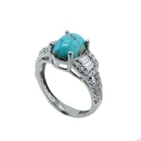 انگشتر فیروزه نقره زنانه خوش رنگ _کد:34876