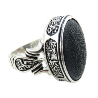 انگشتر حدید نقره مردانه با حکاکی آیت الکرسی _کد:34889