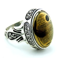 انگشتر حدید نقره مردانه با حکاکی یس _کد:34902