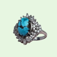 انگشتر فیروزه نیشابوری رودیوم خاص و خوشرنگ _کد:34911