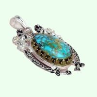 گردنبند فیروزه نیشابوری طرح شمشیر ذوالفقار _کد:34918