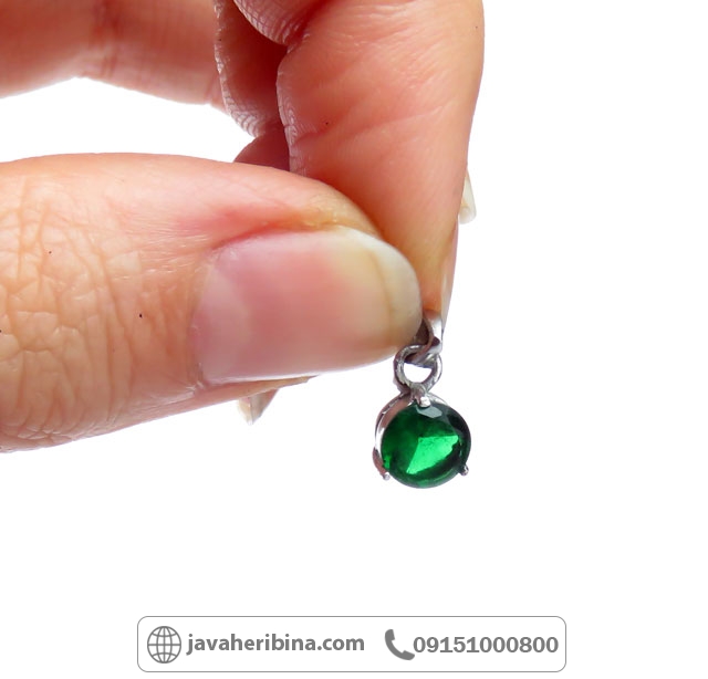 گردنبند استیل طرح زمرد زیبا و طریف _کد:34937