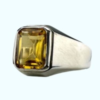 انگشتر سیترین نقره مردانه دست ساز و فاخر _کد:34938