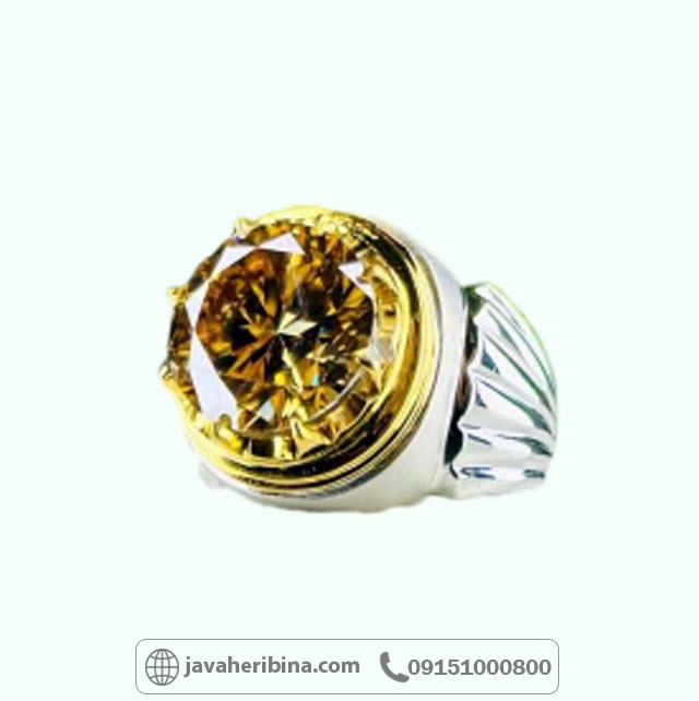 انگشتر الماس موزونایت طلایی روسی فاخر _کد:34942