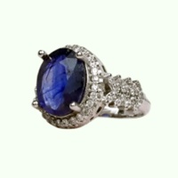 انگشتر یاقوت کبود نقره زنانه خوش رنگ _کد:34946