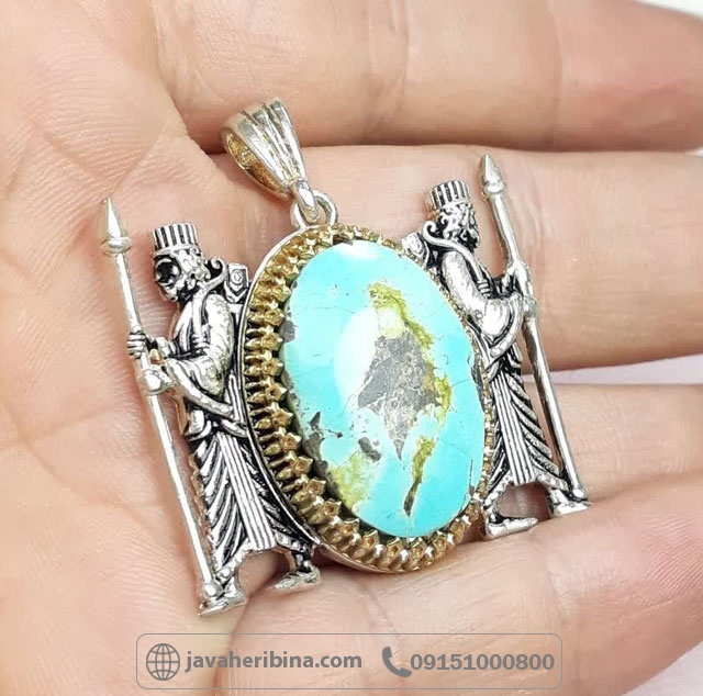 گردنبند فیروزه نیشابوری طرح هخامنشی _کد:34948