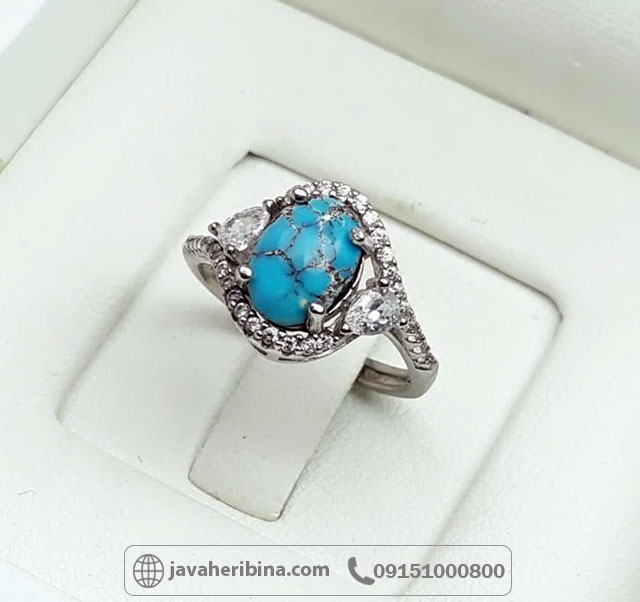 انگشتر فیروزه زنانه با حکاکی رب لاتذرنی فردا...جهت فرزنددار شدن _کد:34955