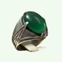 انگشتر عقیق سبز نقره مردانه خوش رنگ _کد:34961