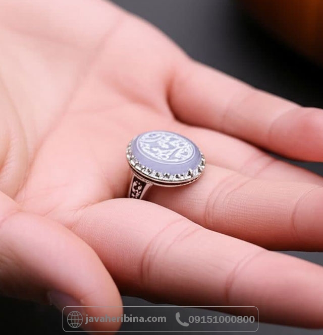 انگشتر عقیق کبود ست مردانه و زنانه با حکاکی _کد:34962