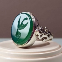 انگشتر عقیق سبز دست ساز مردانه با حکاکی علی _کد:34967