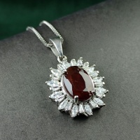 گردنبند یاقوت گارنت نقره زنانه بدون زنجیر _کد:34982