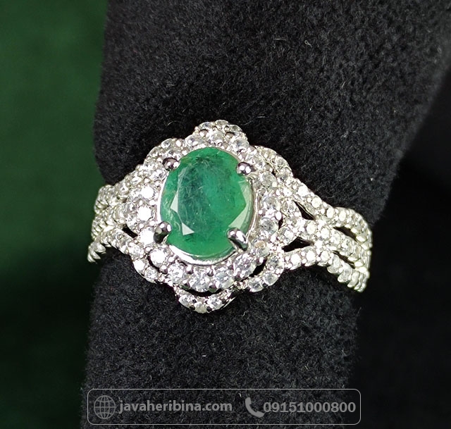 انگشتر زمرد زامبیا نقره زنانه _کد:34991