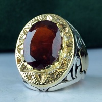 انگشتر یاقوت گارنت با 8 قطعه برلیان اصلی فاخر _کد:35001