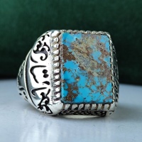 انگشتر فیروزه نیشابوری مردانه درشت و فاخر _کد:35003