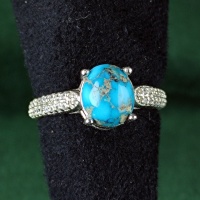 انگشتر فیروزه نیشابوری زنانه با حکاکی رب لاتذرنی فردا... _کد:35004