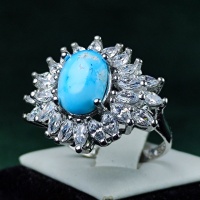 انگشتر فیروزه نیشابوری رودیوم خاص و خوشرنگ _کد:35013