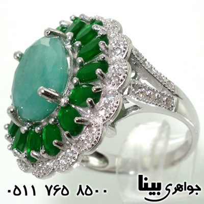 انگشتر زمرد درشت و جید سبز اشرافی زنانه