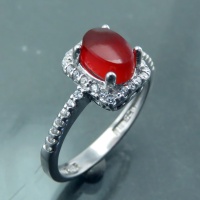 انگشتر عقیق یمنی سرخ نقره زنانه _کد:35043