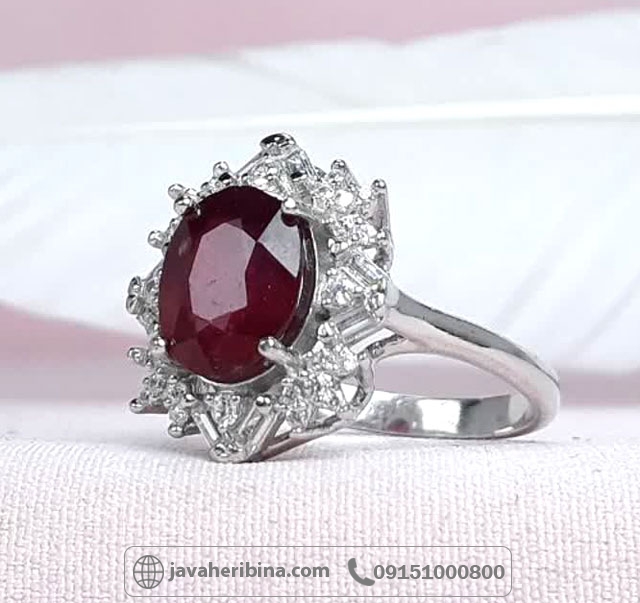 انگشتر یاقوت سرخ نقره زنانه زیبا _کد:35088