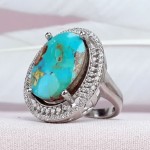 انگشتر فیروزه نیشابوری زنانه درشت و زیبا