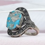 انگشتر فیروزه نیشابوری نقره زنانه